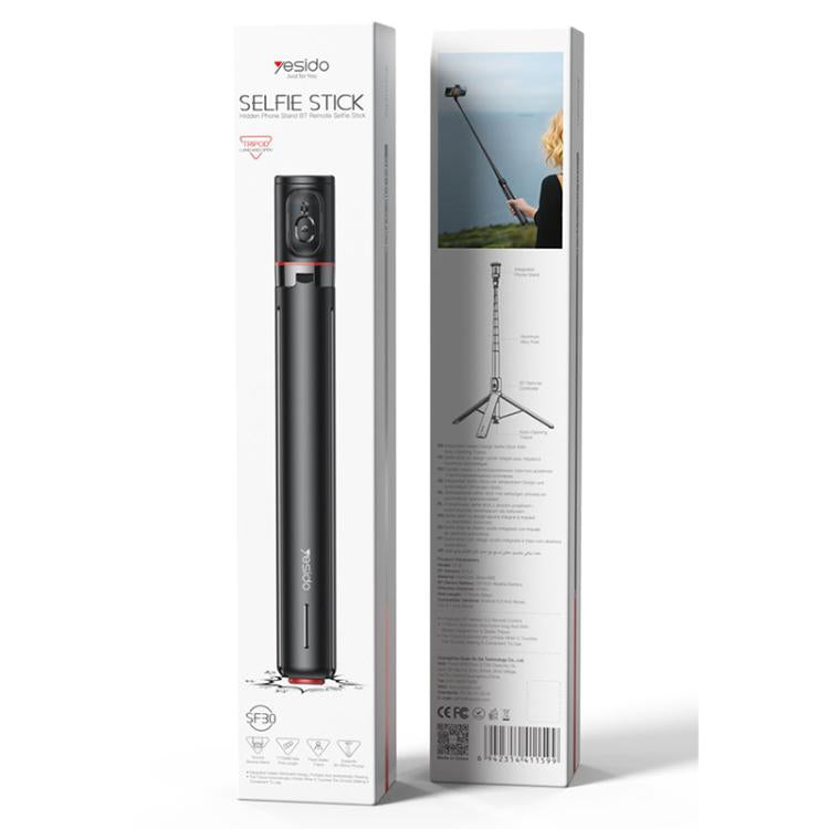 Yesido SF30 Integrated Jumping Stick Bluetooth Remote Control Selfie Stick(Black) - Selfie Sticks by Yesido | Online Shopping UK | buy2fix