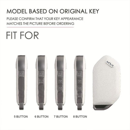 For Kia K3 / K5 2024 Hallmo Crazy Horse Cowhide Car Key Protection Cover(7-button Blue) - Car Key Cases by Hallmo | Online Shopping UK | buy2fix