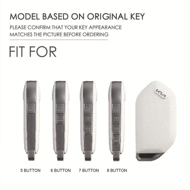 For Kia K3 / K5 2024 Hallmo Crazy Horse Cowhide Car Key Protection Cover(6-button Blue) - Car Key Cases by Hallmo | Online Shopping UK | buy2fix