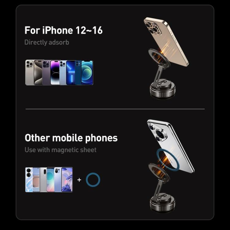 G712 Vacuum Adsorption Foldable Magnetic Car Phone Holder(Silver) - Universal Car Holders by buy2fix | Online Shopping UK | buy2fix