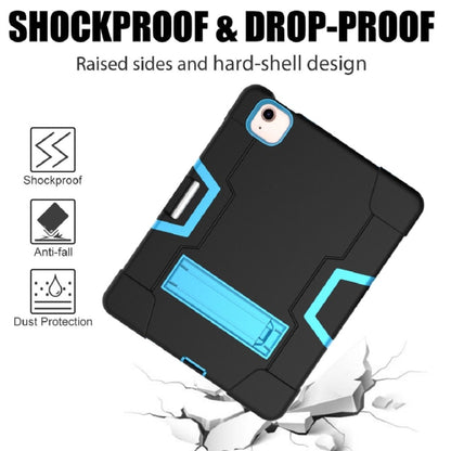 For iPad Air 2022 / 2020 10.9 Contrast Color Robot Shockproof Silicon + PC Protective Case with Holder & Pen Slot(Black + Blue) - iPad Air (2022) / (2020) 10.9 Cases by buy2fix | Online Shopping UK | buy2fix