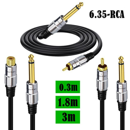 6.35mm Mono Plug Male to RCA Male Audio Adapter Cable for Ampfler, Speaker, Guitar, Length:0.3m(Black) - RCA Cable by buy2fix | Online Shopping UK | buy2fix