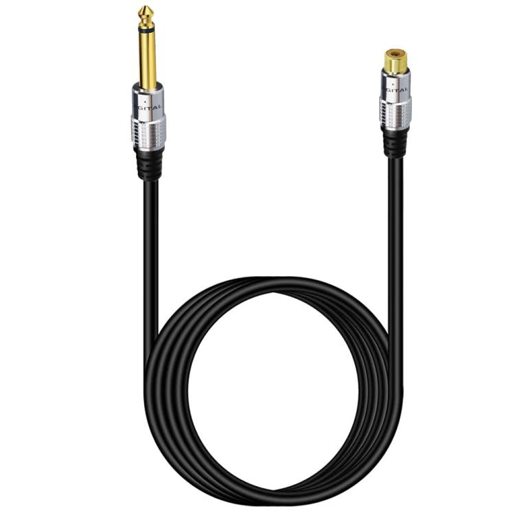 6.35mm Mono Plug Male to RCA Female Audio Adapter Cable for Ampfler, Speaker, Guitar, Length:1.8m(Black) - RCA Cable by buy2fix | Online Shopping UK | buy2fix