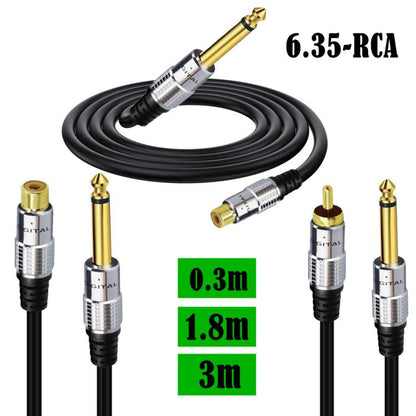 6.35mm Mono Plug Male to RCA Female Audio Adapter Cable for Ampfler, Speaker, Guitar, Length:1.8m(Black) - RCA Cable by buy2fix | Online Shopping UK | buy2fix