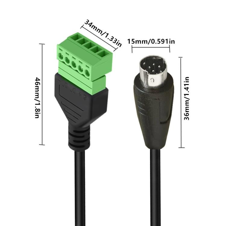 S-Video 8 Pin Male to 5 Pin Female Bolt Screw with Shield Terminals Pluggable Type Adapter Cable, Length:0.3m(Black) - Cables by buy2fix | Online Shopping UK | buy2fix
