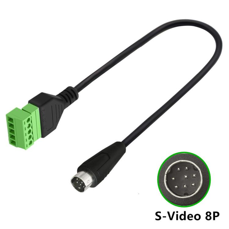 S-Video 8 Pin Male to 5 Pin Female Bolt Screw with Shield Terminals Pluggable Type Adapter Cable, Length:0.3m(Black) - Cables by buy2fix | Online Shopping UK | buy2fix