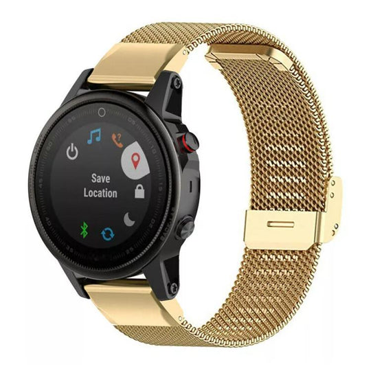 For Garmin Fenix 8/7/6/5 22mm xDfind Milanese Metal Buckle Watch Band(Gold)