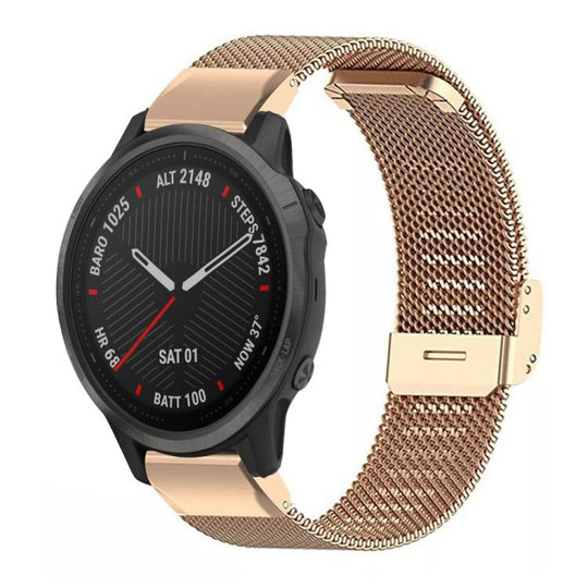 For Garmin Fenix 8/7S/6S/5S 20mm xDfind Milanese Metal Buckle Watch Band(Rose Gold)