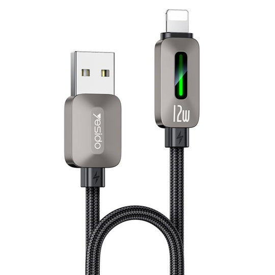 Yesido CA137L 12W USB to 8 Pin Streamer Light Data Cable, Length: 1.2m(Grey)