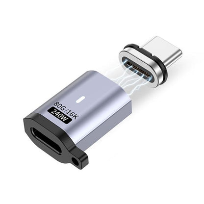 Type-C Male to Female PD240W 80Gbps 60K Magnetic Suction Adapter, Style:Straight Head(Space Grey) - OTG Adapter by buy2fix | Online Shopping UK | buy2fix