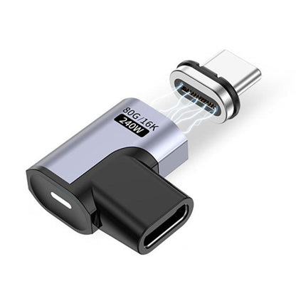 Type-C Male to Female PD240W 80Gbps 60K Magnetic Suction Adapter, Style:Elbow Head(Space Grey) - OTG Adapter by buy2fix | Online Shopping UK | buy2fix