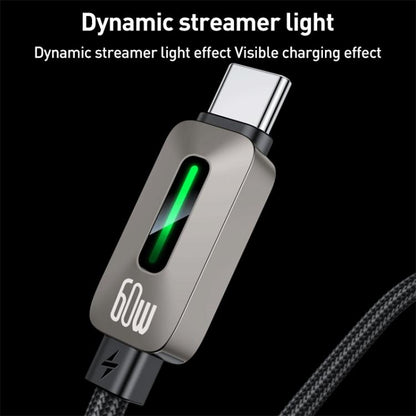 Yesido CA198 60W Type-C to Type-C Streamer Light Data Cable, Length: 1.2m(Grey) - USB-C & Type-C Cable by Yesido | Online Shopping UK | buy2fix