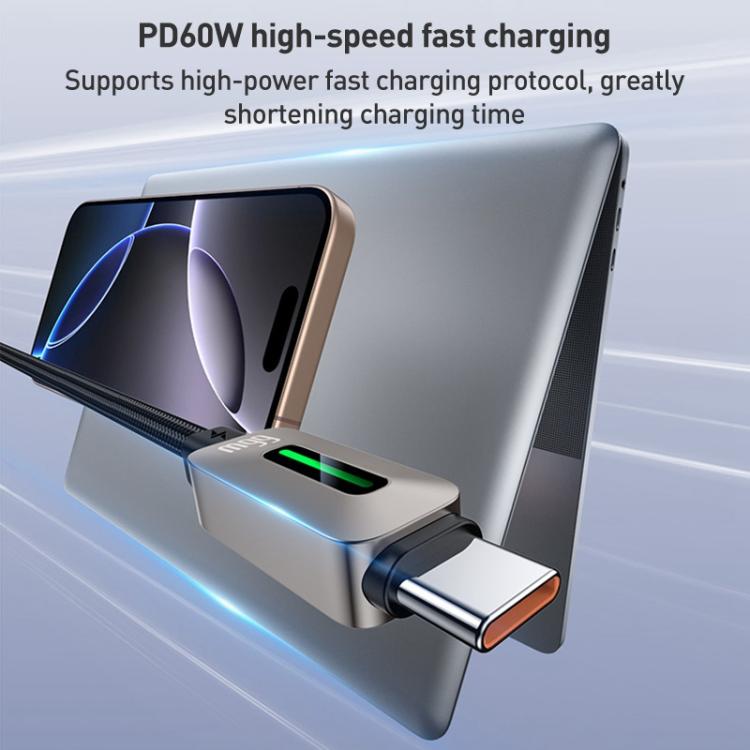 Yesido CA198 60W Type-C to Type-C Streamer Light Data Cable, Length: 1.2m(Grey) - USB-C & Type-C Cable by Yesido | Online Shopping UK | buy2fix