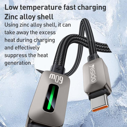 Yesido CA198 60W Type-C to Type-C Streamer Light Data Cable, Length: 1.2m(Grey) - USB-C & Type-C Cable by Yesido | Online Shopping UK | buy2fix