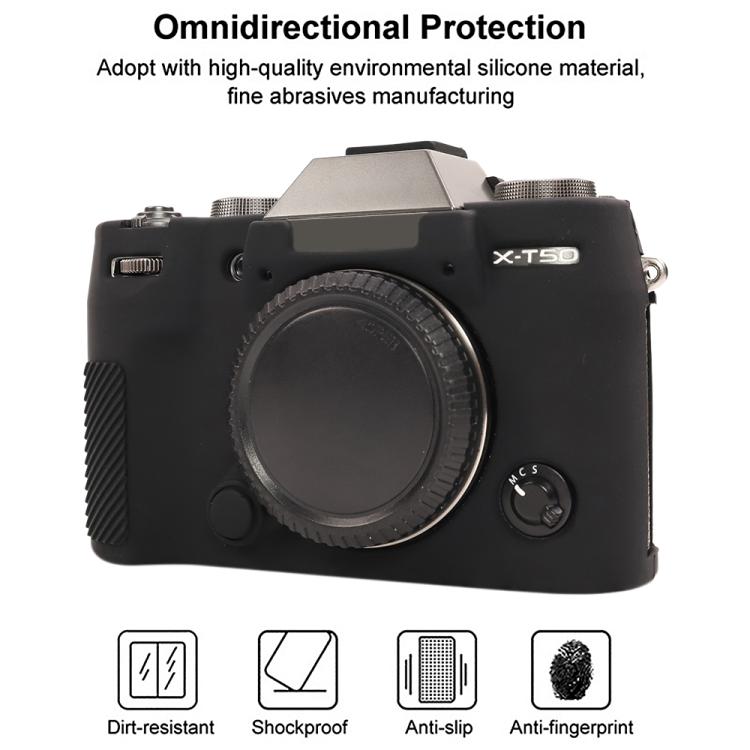 For FUJIFILM X-T50 Glossy Soft Silicone Protective Case(Black) - Protective Case by buy2fix | Online Shopping UK | buy2fix