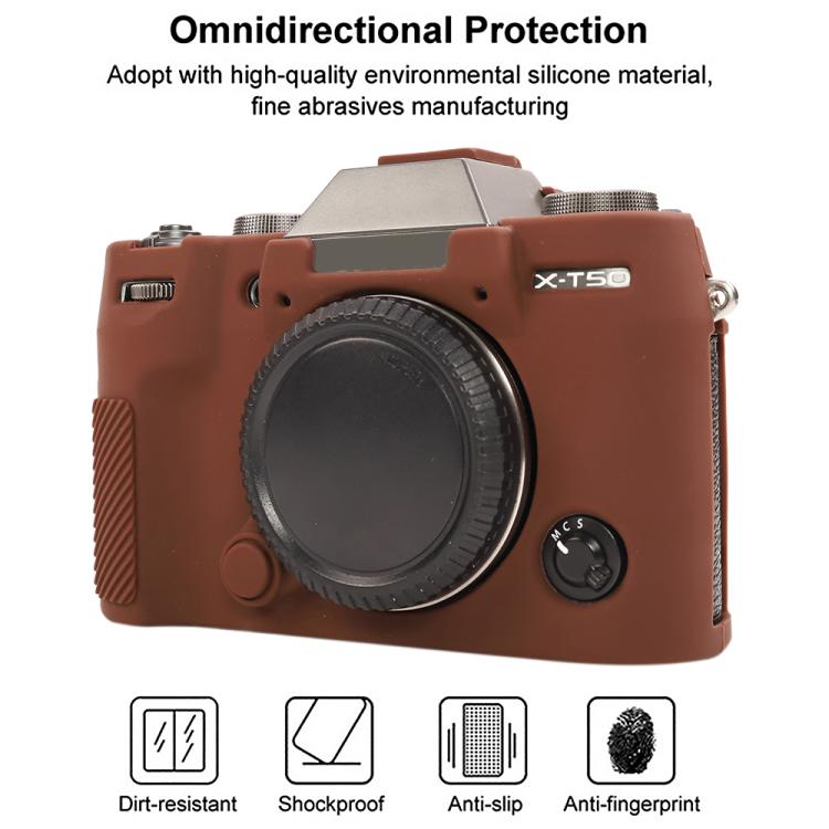 For FUJIFILM X-T50 Glossy Soft Silicone Protective Case(Coffee) - Protective Case by buy2fix | Online Shopping UK | buy2fix