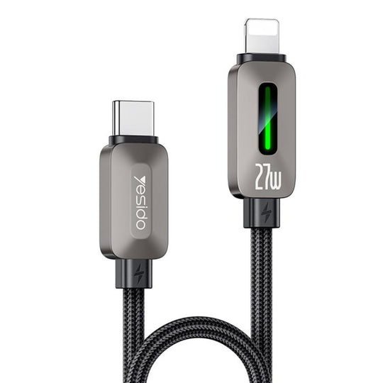 Yesido CA199 27W Type-C to 8 Pin Streamer Light Data Cable, Length: 1.2m(Grey)