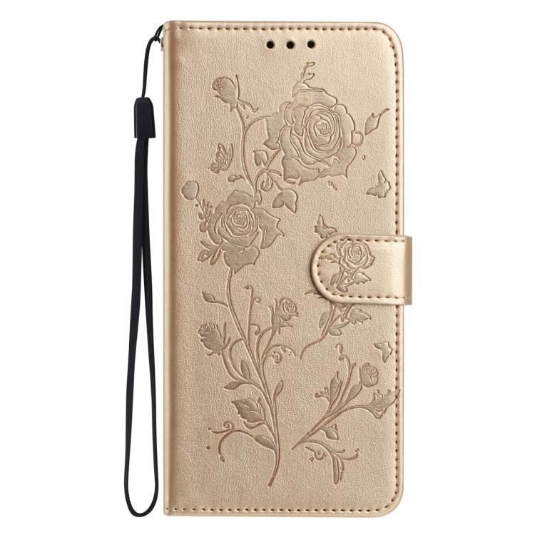 For iPhone Air Rose Flower Embossing Pattern Leather Phone Case(Gold) - iPhone Air Cases by buy2fix | Online Shopping UK | buy2fix