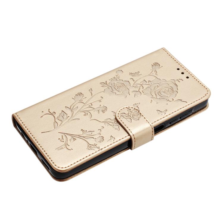 For iPhone Air Rose Flower Embossing Pattern Leather Phone Case(Gold) - iPhone Air Cases by buy2fix | Online Shopping UK | buy2fix
