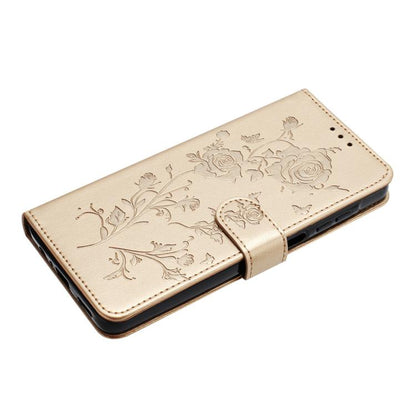 For iPhone Air Rose Flower Embossing Pattern Leather Phone Case(Gold) - iPhone Air Cases by buy2fix | Online Shopping UK | buy2fix
