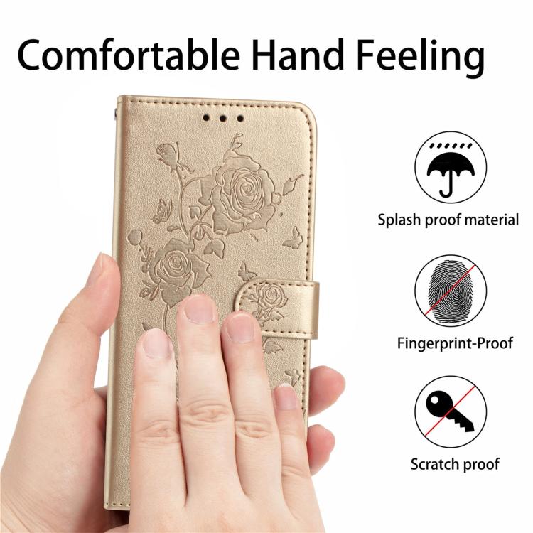 For iPhone Air Rose Flower Embossing Pattern Leather Phone Case(Gold) - iPhone Air Cases by buy2fix | Online Shopping UK | buy2fix