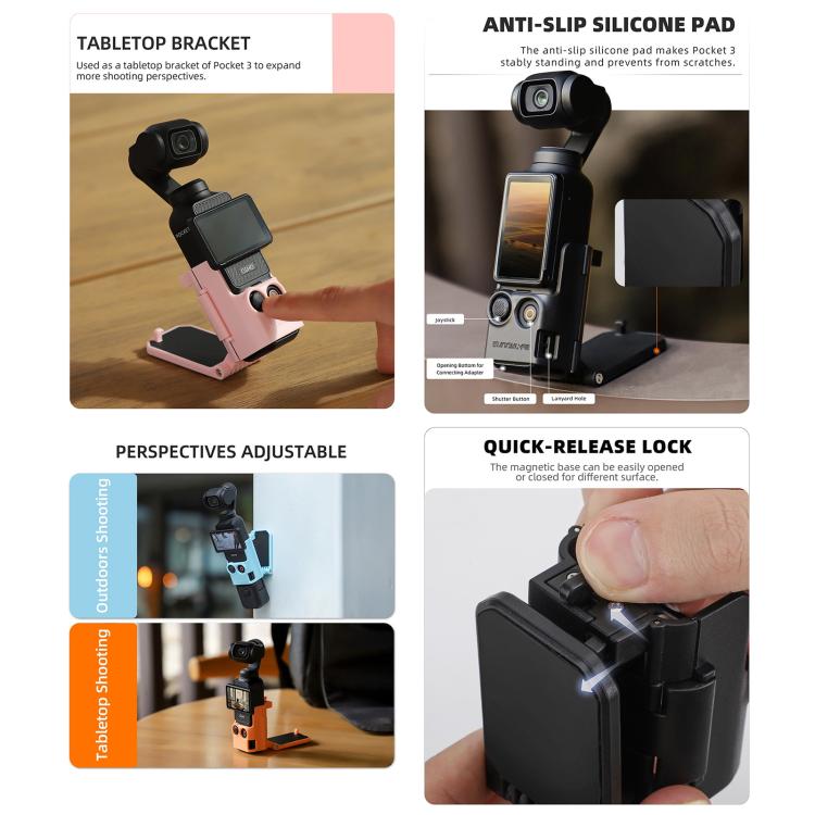 For DJI OSMO Pocket 3 Sunnylife Multifunctional Magnetic Mount Tabletop Base Bracket(Yellow) - Mount & Holder by Sunnylife | Online Shopping UK | buy2fix
