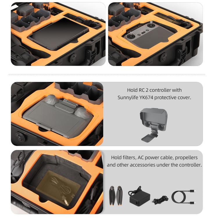 For DJI Mavic 4 Pro Sunnylife Safety Carrying Case Hard Travel Case Large Capacity Waterproof Shock-proof Box(Black) - Backpacks & Bags by Sunnylife | Online Shopping UK | buy2fix