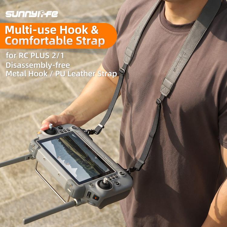 For DJI RC Plus 2 / 1 Sunnylife Controller Hanger Bracket with PU Leather Strap Shoulder Belt(Grey) - Holder Series by Sunnylife | Online Shopping UK | buy2fix