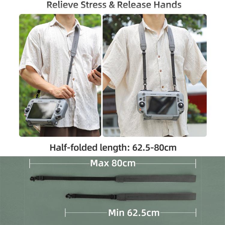 For DJI RC Plus 2 / 1 Sunnylife Controller Hanger Bracket with PU Leather Strap Shoulder Belt(Grey) - Holder Series by Sunnylife | Online Shopping UK | buy2fix