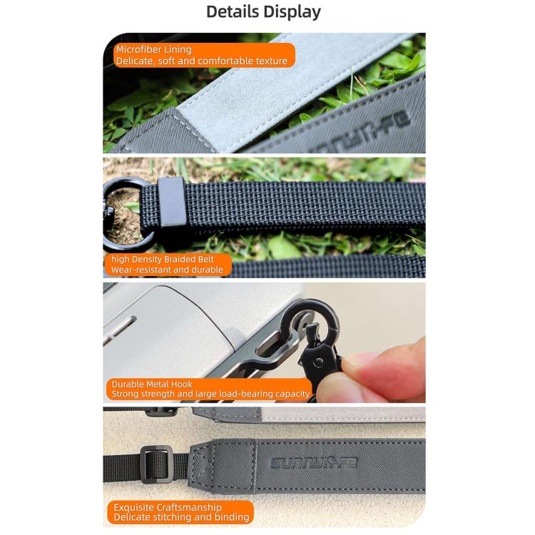 For DJI RC Plus 2 / 1 Sunnylife Controller Hanger Bracket with PU Leather Strap Shoulder Belt(Grey) - Holder Series by Sunnylife | Online Shopping UK | buy2fix