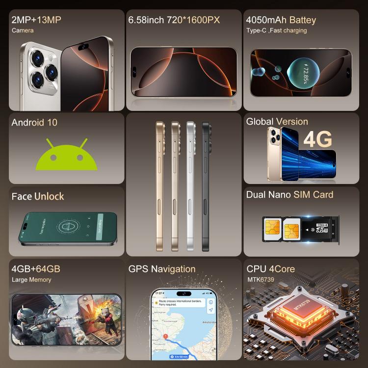 A16 Max / PDA89, 4GB+64GB, 6.58 inch Android 10 MTK6739 Quad Core, Network: 4G, Dual SIM, Plug:UK Plug(Black) -  by buy2fix | Online Shopping UK | buy2fix