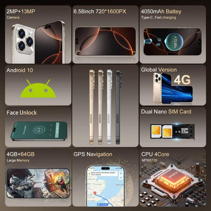 A16 Max / PDA89, 4GB+64GB, 6.58 inch Android 10 MTK6739 Quad Core, Network: 4G, Dual SIM, Plug:UK Plug(Gold) - Other by buy2fix | Online Shopping UK | buy2fix