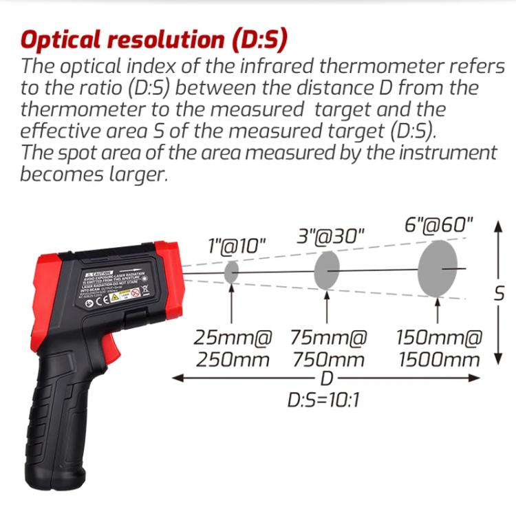 TRSI TA600B+ Infrared Thermometer Measuring Range -32 to 550 Degrees Celsius - Thermostat & Thermometer by TASI | Online Shopping UK | buy2fix