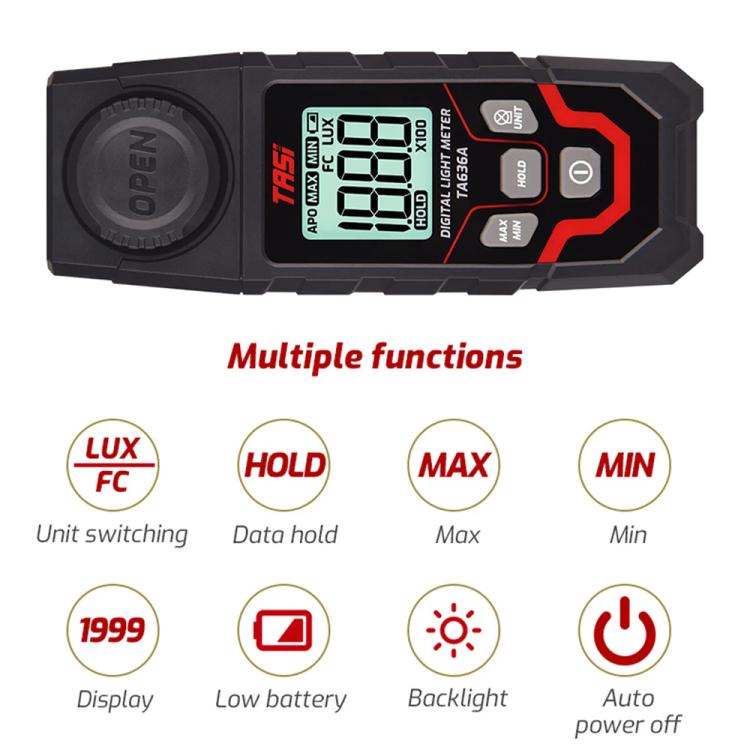 TRSI TA636B Integrated Digital Lux Meter Light Brightness Measuring Support BT - Light & Sound Meter by TASI | Online Shopping UK | buy2fix