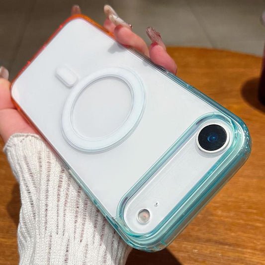 For iPhone Air Contrast Color Gradient Transparent MagSafe Phone Case(Blue Green + Pink) - iPhone Air Cases by buy2fix | Online Shopping UK | buy2fix