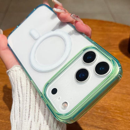 For iPhone 17 Pro Contrast Color Gradient Transparent MagSafe Phone Case(Green + Blue) - iPhone 17 Pro Cases by buy2fix | Online Shopping UK | buy2fix