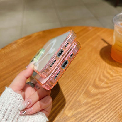 For iPhone 17 Pro Max Contrast Color Gradient Transparent MagSafe Phone Case(Green + Blue) - iPhone 17 Pro Max Cases by buy2fix | Online Shopping UK | buy2fix