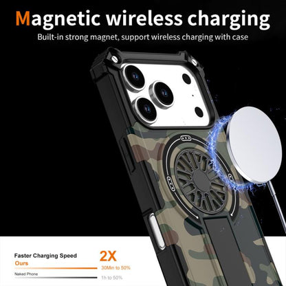 For iPhone 17 Pro Camouflage Kickstand Rotating Shaft MagSafe Phone Case(Army Green Camouflage) - iPhone 17 Pro Cases by buy2fix | Online Shopping UK | buy2fix