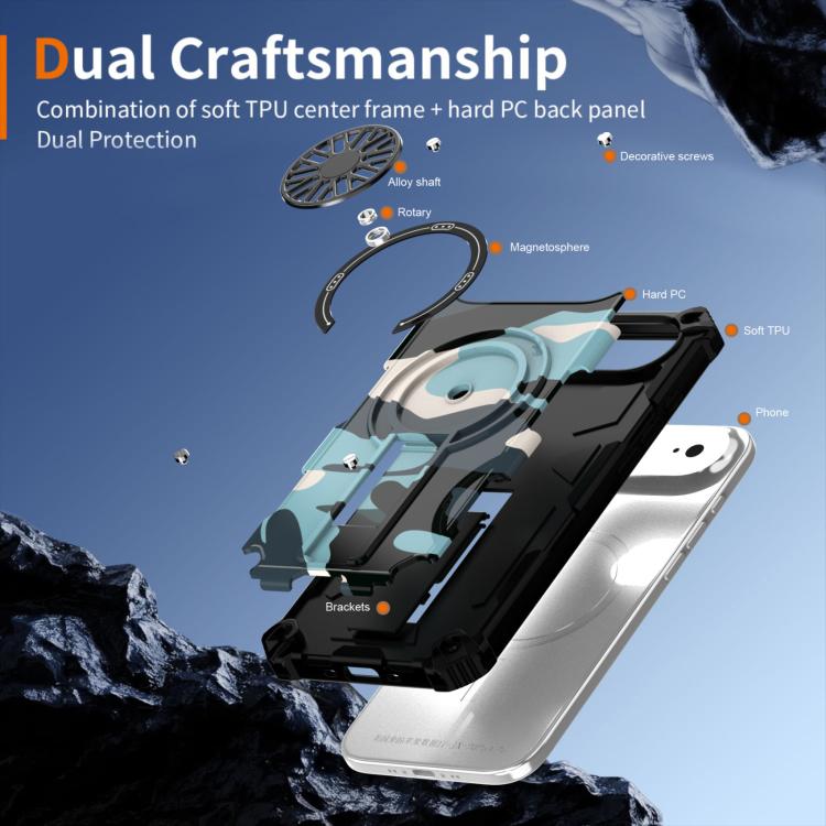 For iPhone Air Camouflage Kickstand Rotating Shaft MagSafe Phone Case(Green Camouflage) - iPhone Air Cases by buy2fix | Online Shopping UK | buy2fix