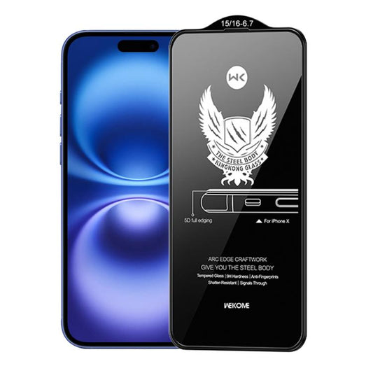 For iPhone 16 Plus / 15 Plus WK WTP-012 KinKong 0.25mm 9H 4D Curved Privacy Tempered Glass Film - iPhone 16 Plus Tempered Glass by WK | Online Shopping UK | buy2fix
