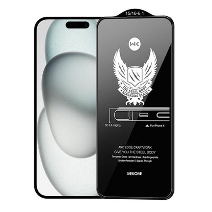 For iPhone 16 / 15 WK WTP-012 KinKong 0.25mm 9H 4D Curved Privacy Tempered Glass Film - iPhone 16 Tempered Glass by WK | Online Shopping UK | buy2fix