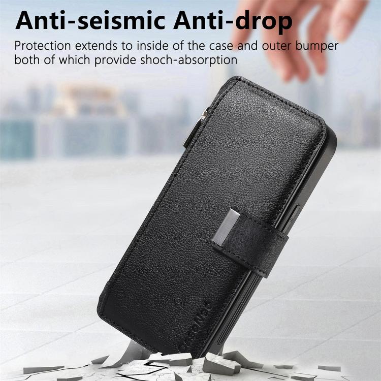 For iPhone 16 Pro Max CaseNeo MagSafe RFID Anti-theft Zipper Wallet Retro Leather Phone Case(Black) - iPhone 16 Pro Max Cases by CaseNeo | Online Shopping UK | buy2fix