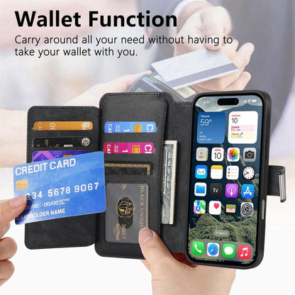 For iPhone 16 Pro Max CaseNeo MagSafe RFID Anti-theft Zipper Wallet Retro Leather Phone Case(Black) - iPhone 16 Pro Max Cases by CaseNeo | Online Shopping UK | buy2fix