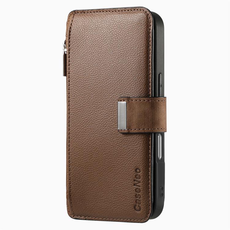 For iPhone 16 Pro CaseNeo MagSafe RFID Anti-theft Zipper Wallet Retro Leather Phone Case(Brown) - iPhone 16 Pro Cases by CaseNeo | Online Shopping UK | buy2fix