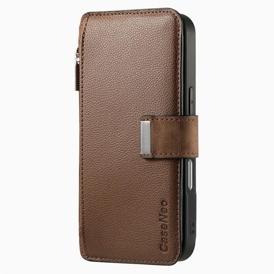 For iPhone 16 Pro CaseNeo MagSafe RFID Anti-theft Zipper Wallet Retro Leather Phone Case(Brown) - iPhone 16 Pro Cases by CaseNeo | Online Shopping UK | buy2fix