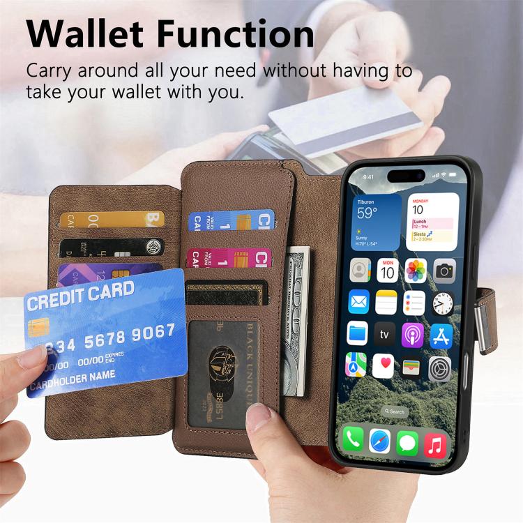 For iPhone 16 Pro CaseNeo MagSafe RFID Anti-theft Zipper Wallet Retro Leather Phone Case(Brown) - iPhone 16 Pro Cases by CaseNeo | Online Shopping UK | buy2fix
