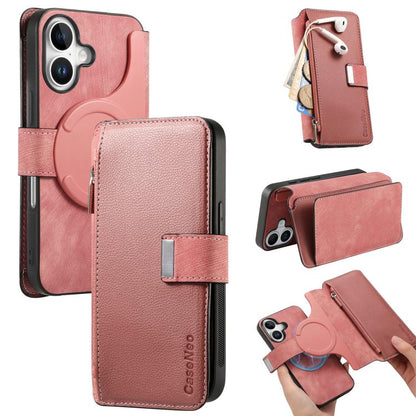 For iPhone 16 Plus CaseNeo MagSafe RFID Anti-theft Zipper Wallet Retro Leather Phone Case(Pink) - iPhone 16 Plus Cases by CaseNeo | Online Shopping UK | buy2fix