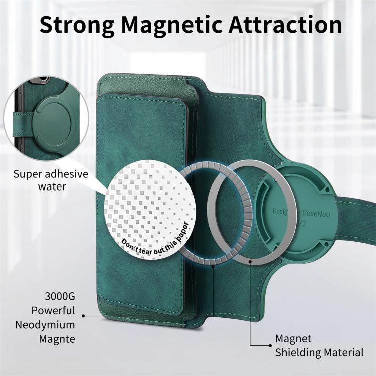 For iPhone 16 CaseNeo MagSafe RFID Anti-theft Zipper Wallet Retro Leather Phone Case(Green) - iPhone 16 Cases by CaseNeo | Online Shopping UK | buy2fix