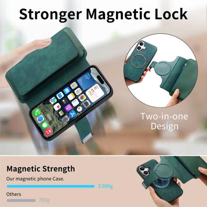 For iPhone 16 CaseNeo MagSafe RFID Anti-theft Zipper Wallet Retro Leather Phone Case(Green) - iPhone 16 Cases by CaseNeo | Online Shopping UK | buy2fix