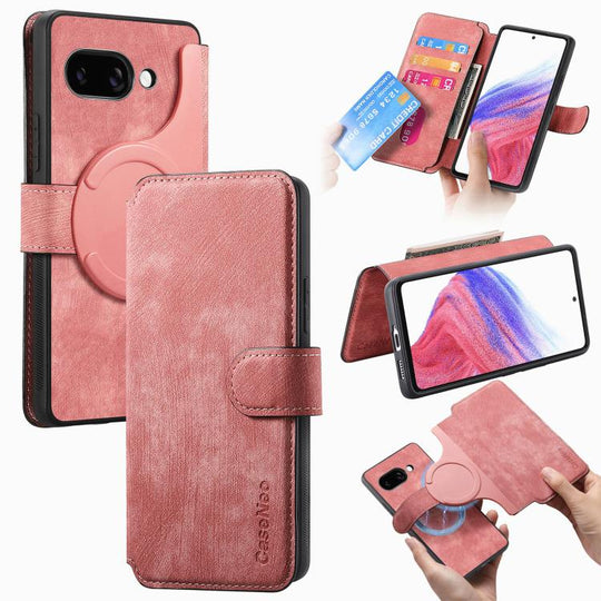 For Google Pixel 9a CaseNeo MagSafe RFID Anti-theft Retro Leather Phone Case(Pink)